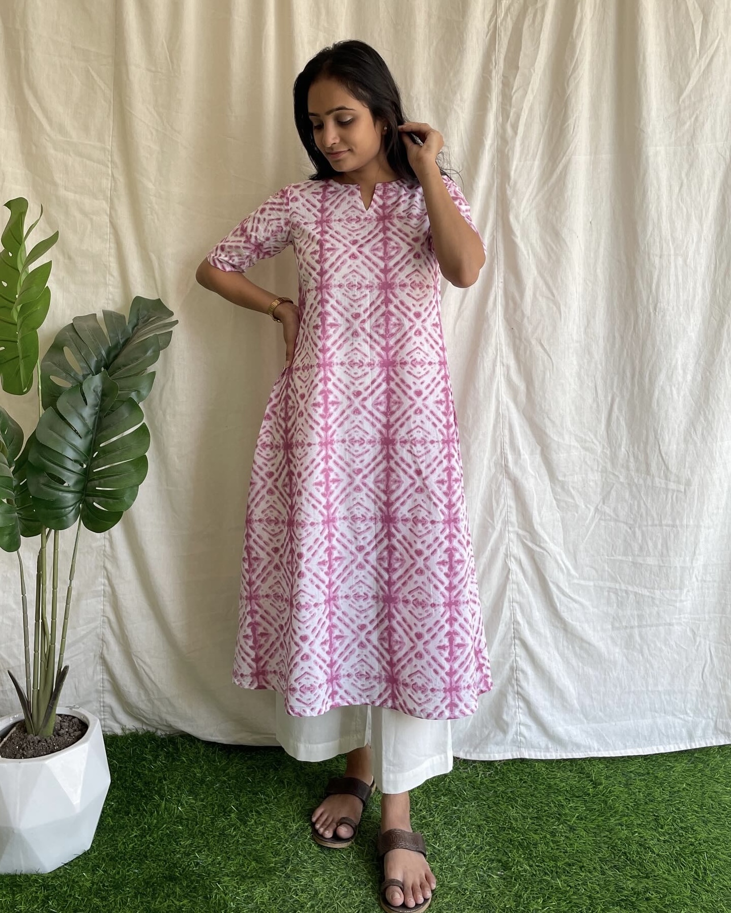 Cotton shibori kurta set