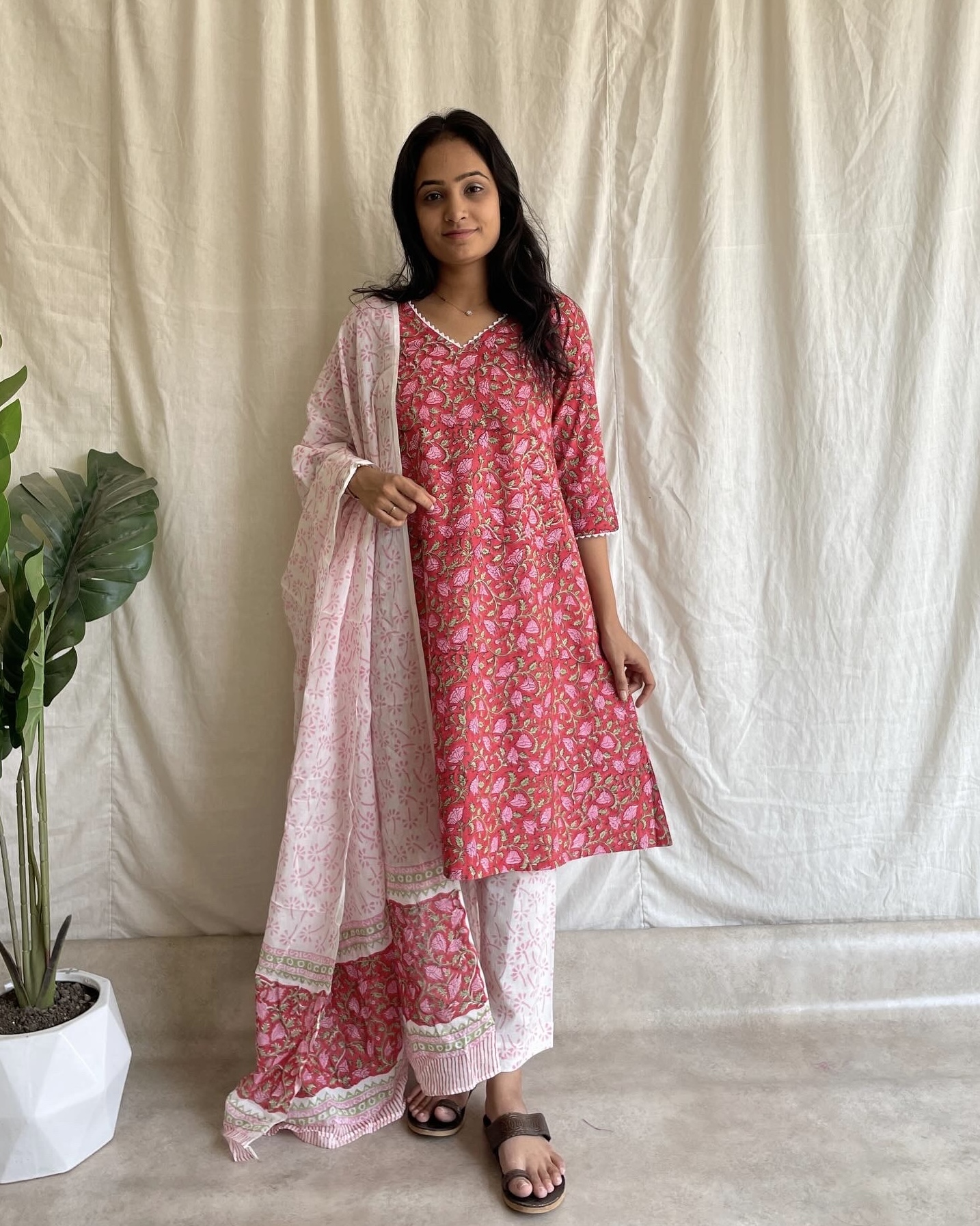 Handblock print cotton suit