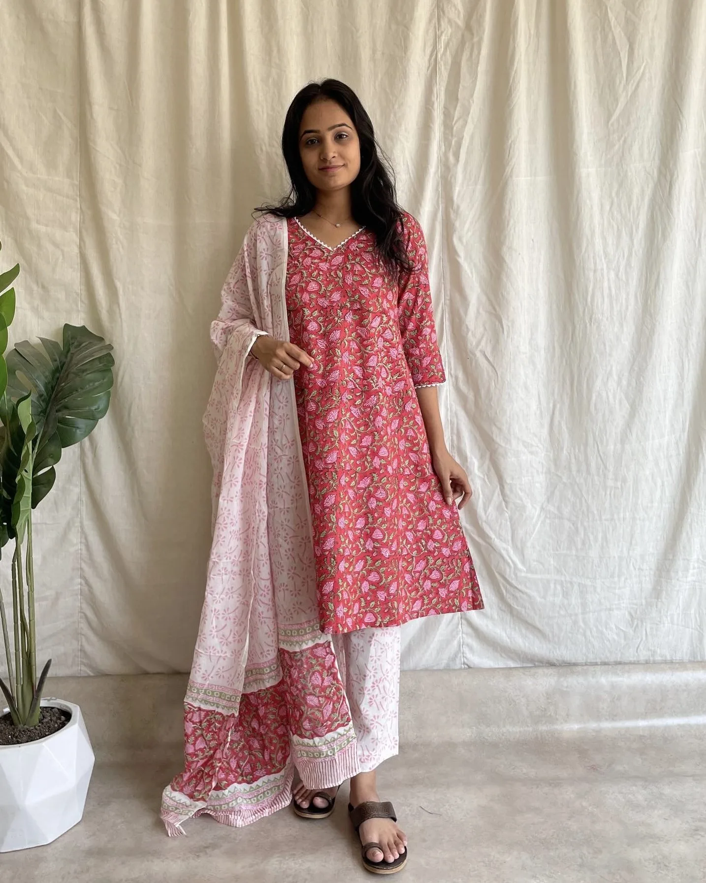 Handblock print cotton suit
