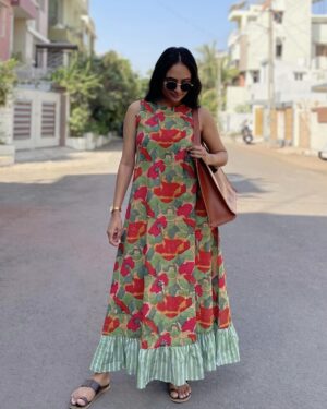 Handblock print A line dress