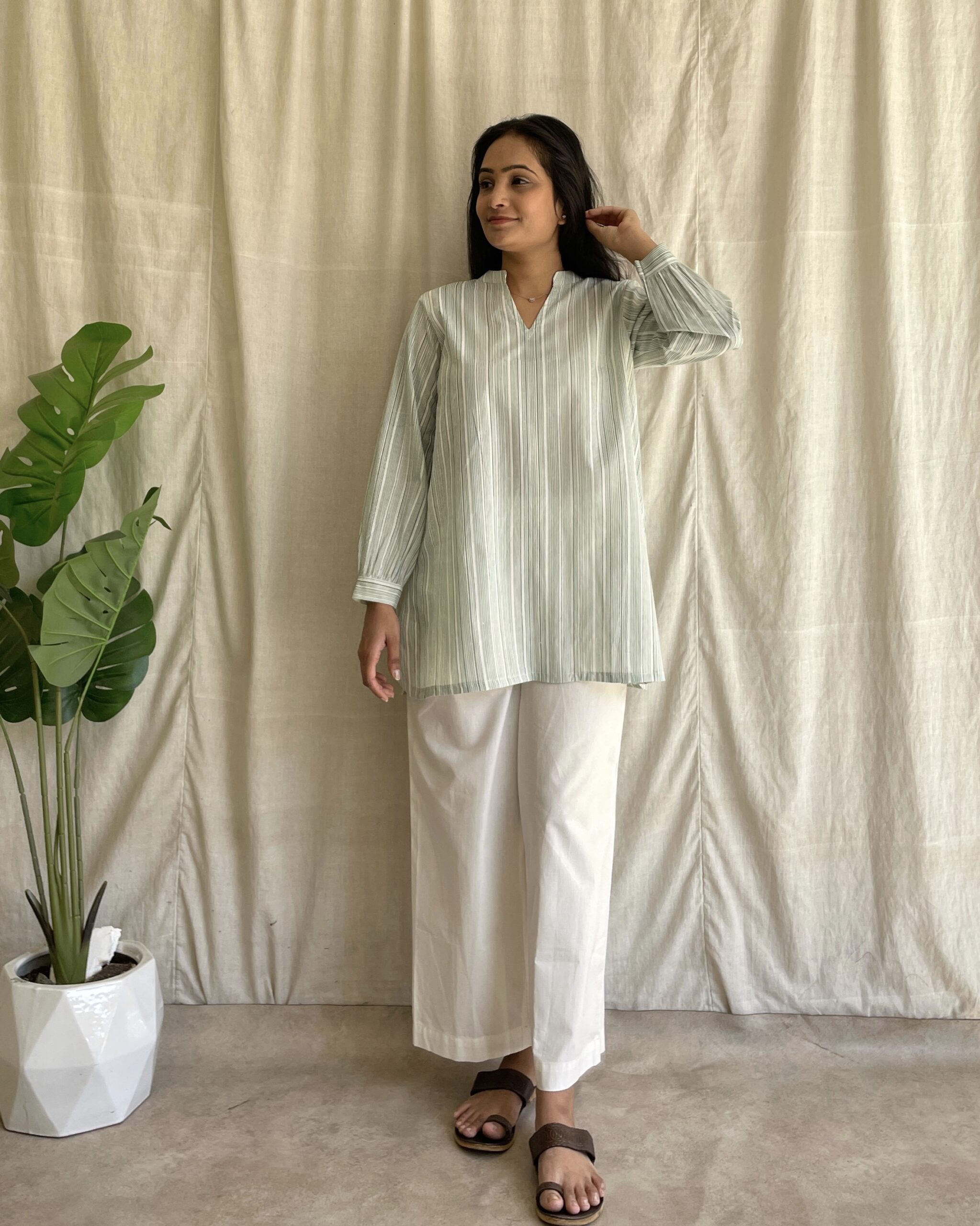Cotton tunic and palazo set