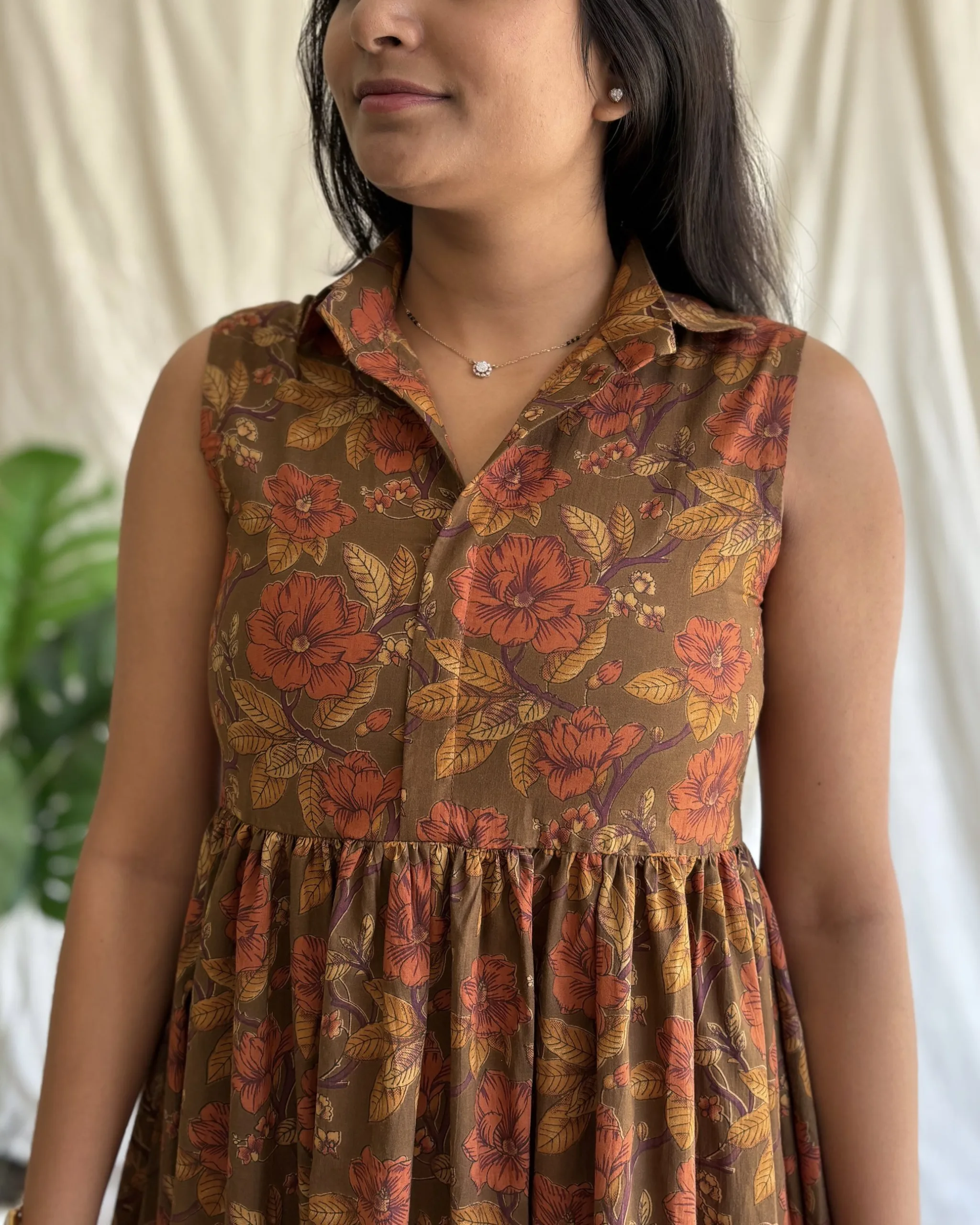Brown cotton shirt dress - Image 3