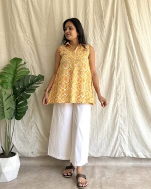 Yellow Cotton tunic with bottom