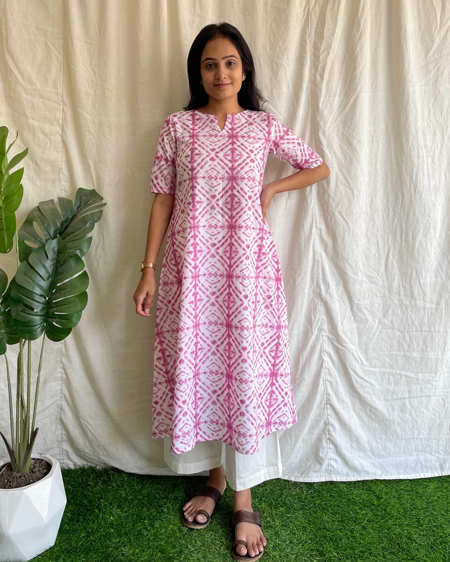 Cotton shibori print kurta set