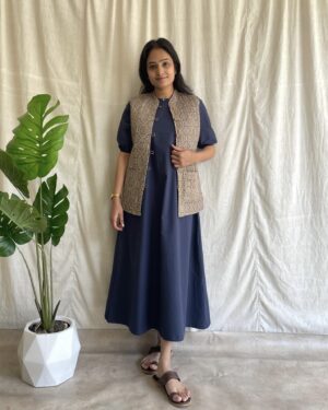 Cotton A line dress with quilted jacket