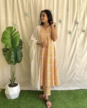 Cotton A line kurta set