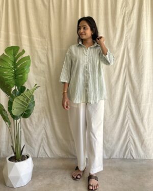 Stripe Cotton shirt and bottom set