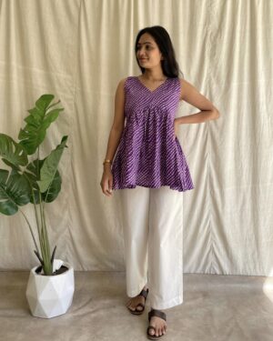 Cotton leheriya print peplum set