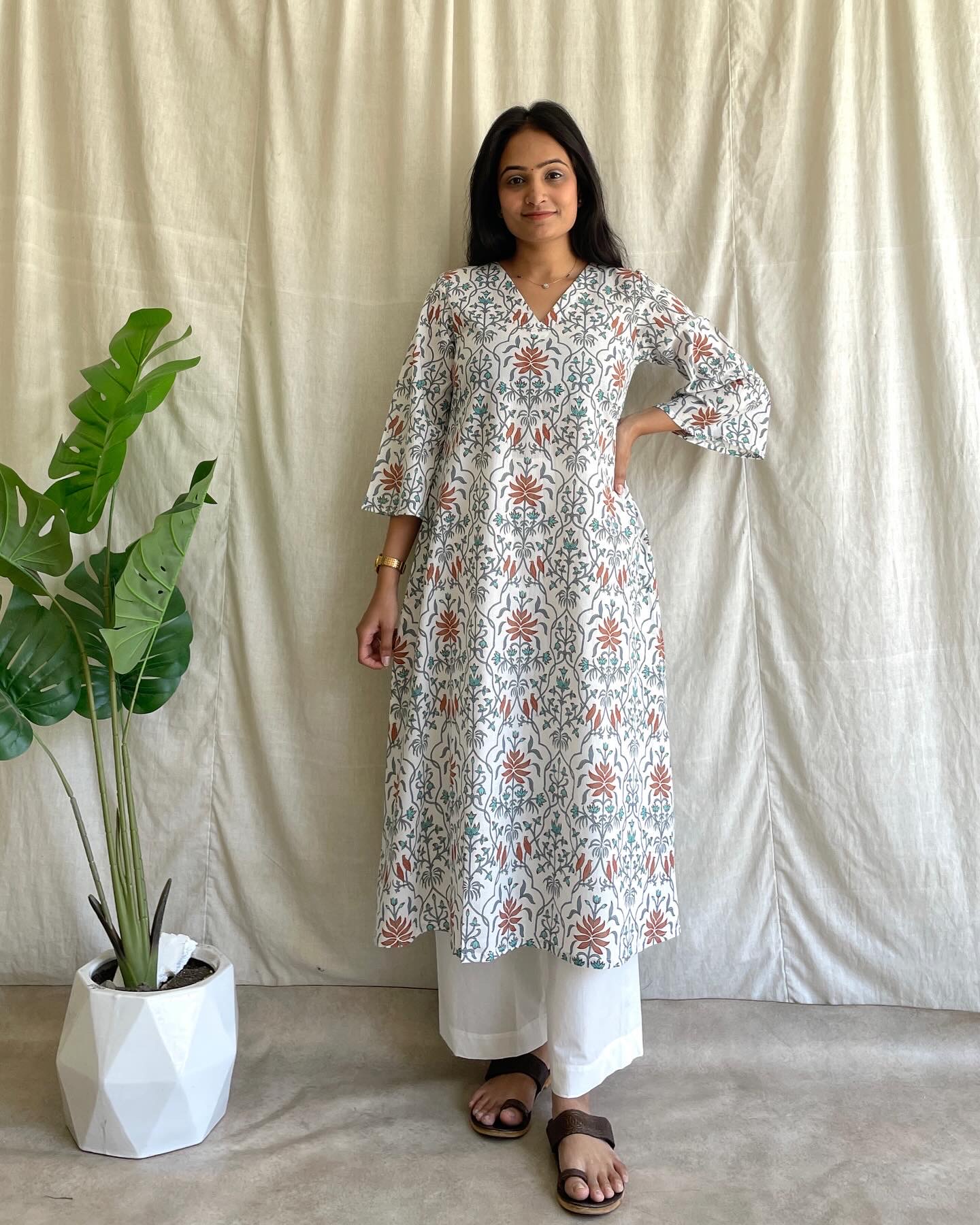 Cotton A line kurta set