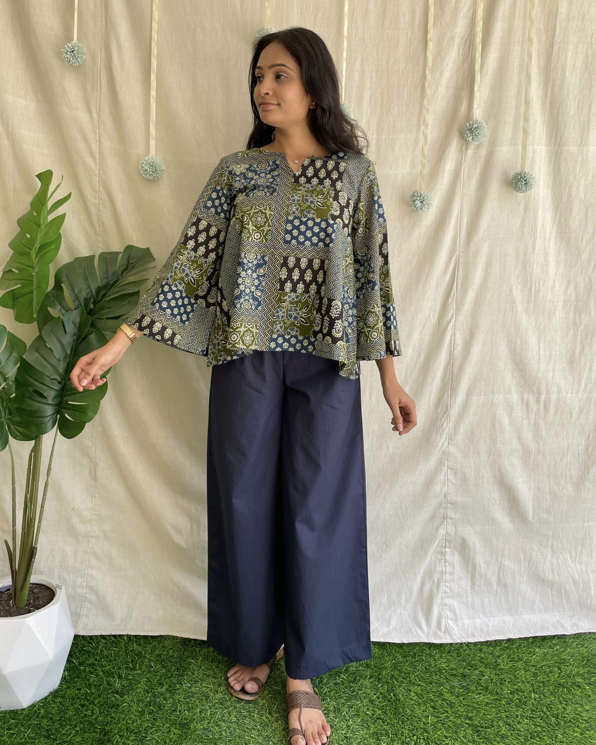 Ajrakh print top and bottom set