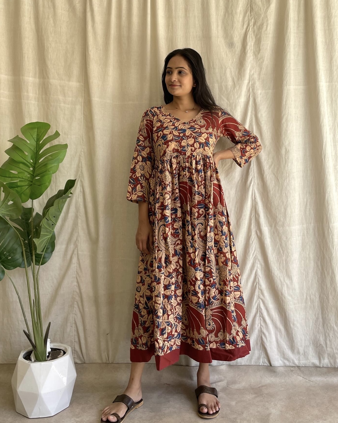 Kalamkari print cotton dress