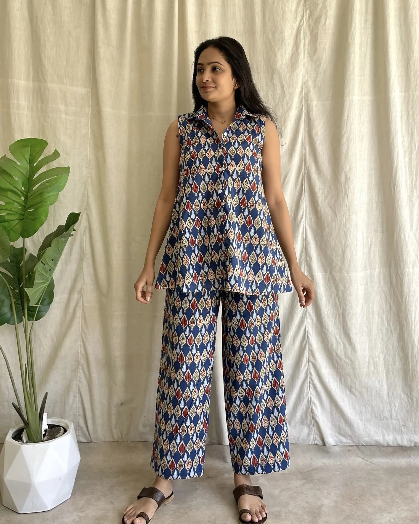 Navy blue cotton coord set