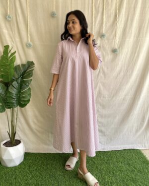 Stripe cotton A line dress