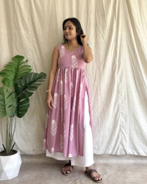 Pink cotton kurta set