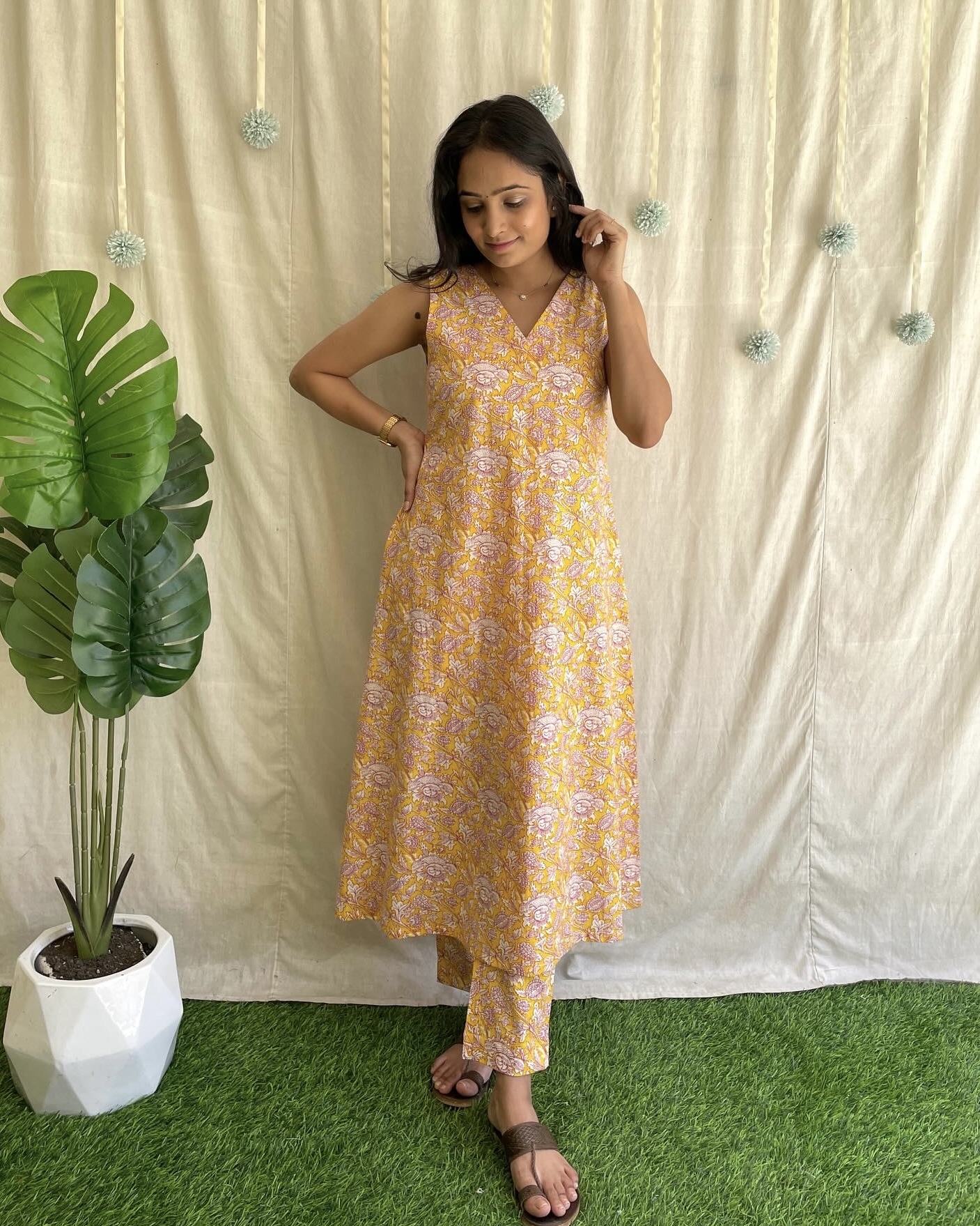 Cotton A line kurta set