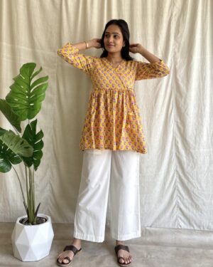 Handblock print cotton peplum set