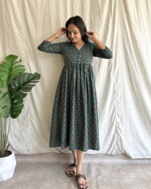 Green cotton dress