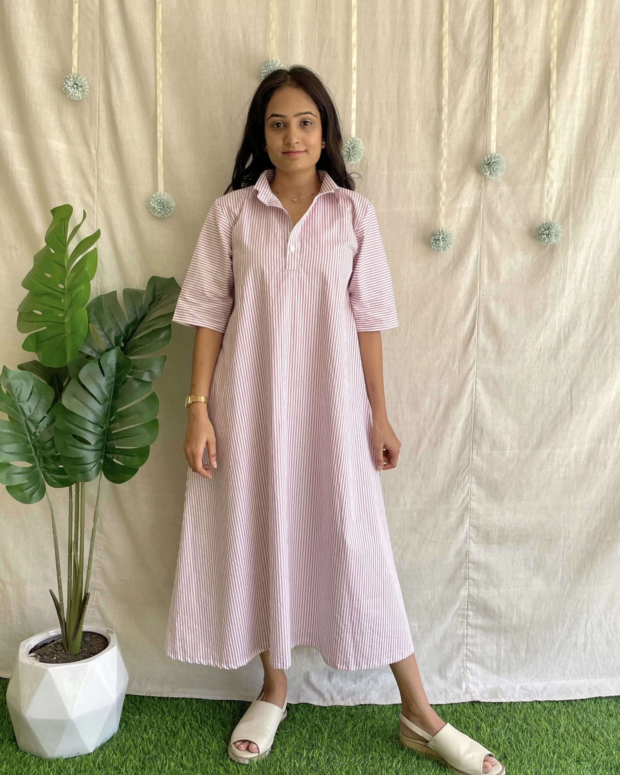 Stripe cotton A line dress - Image 3