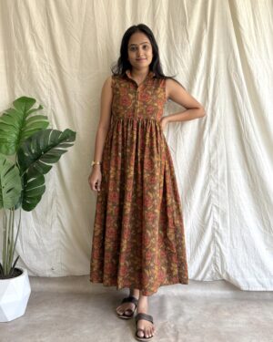 Brown cotton shirt dress