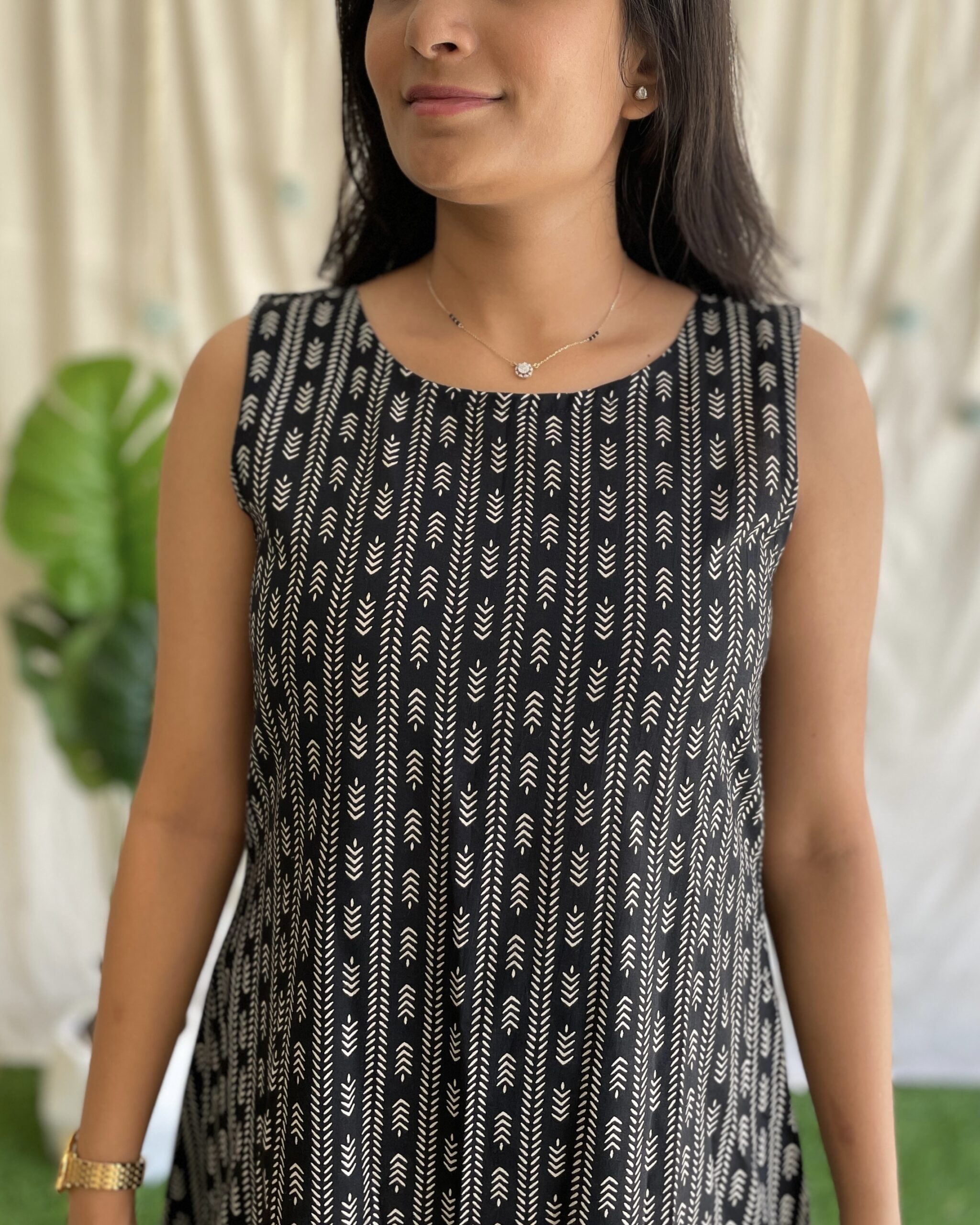 Black stripe A line kurta set