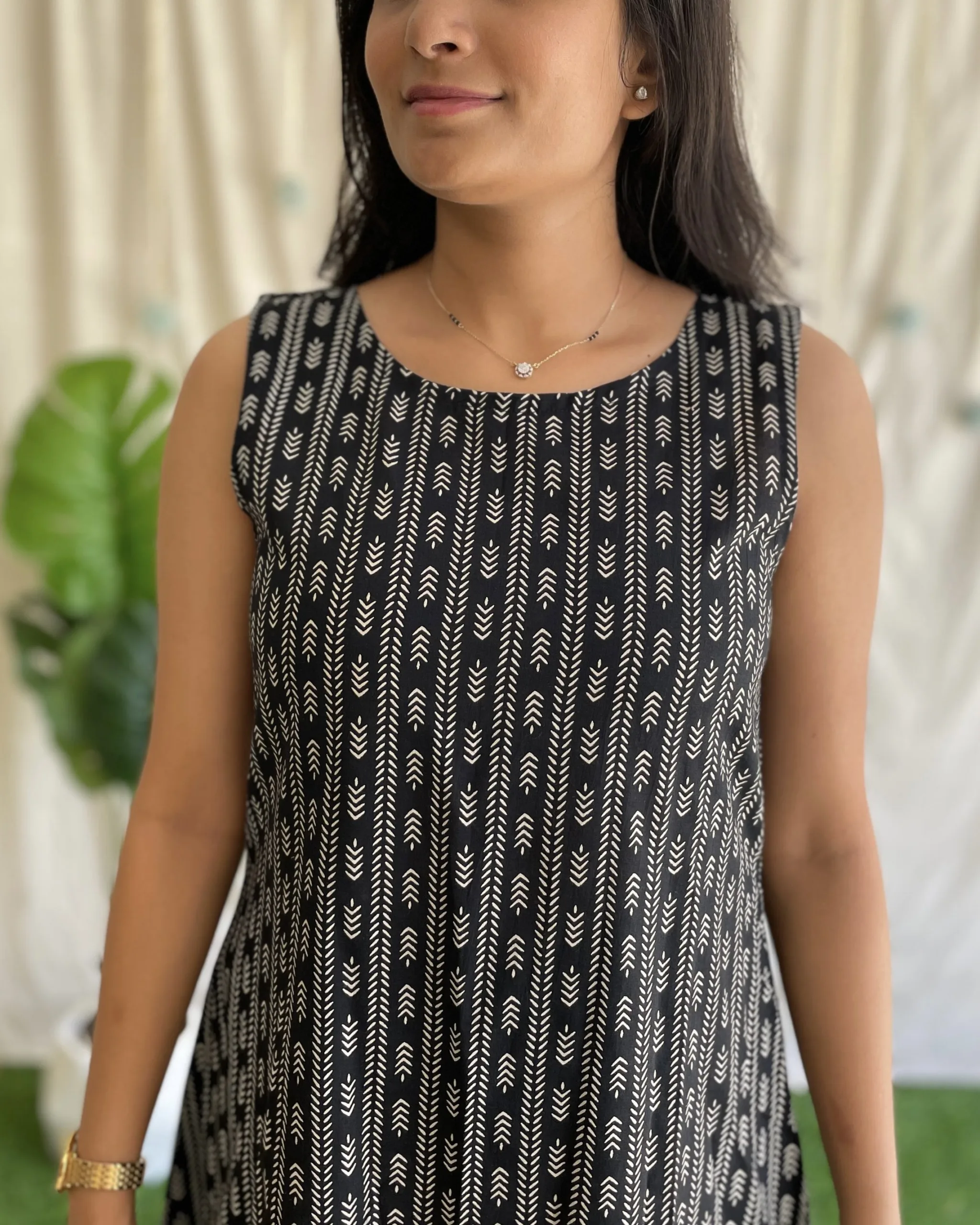 Black stripe A line kurta set