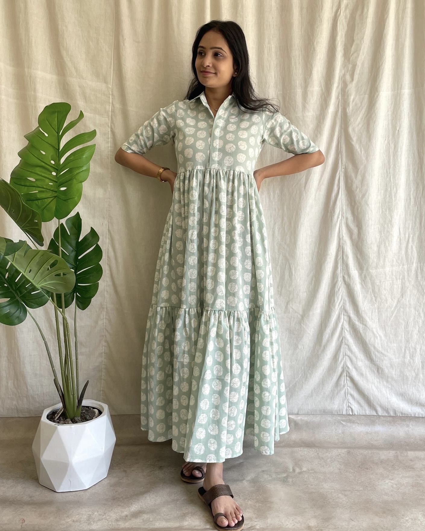 Cotton 2 tiered maxi dress