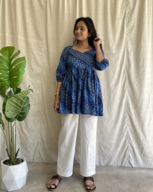 Bandhani print Cotton peplum