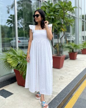 White hakoba maxi dress
