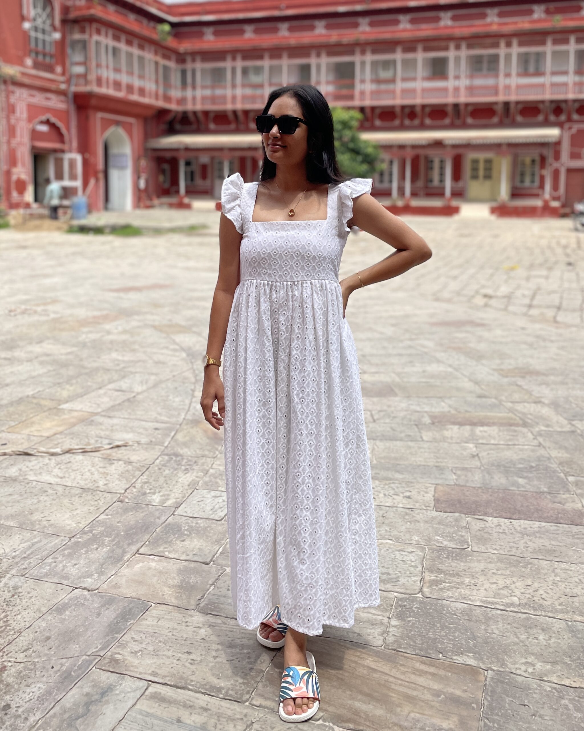 White hakoba maxi dress