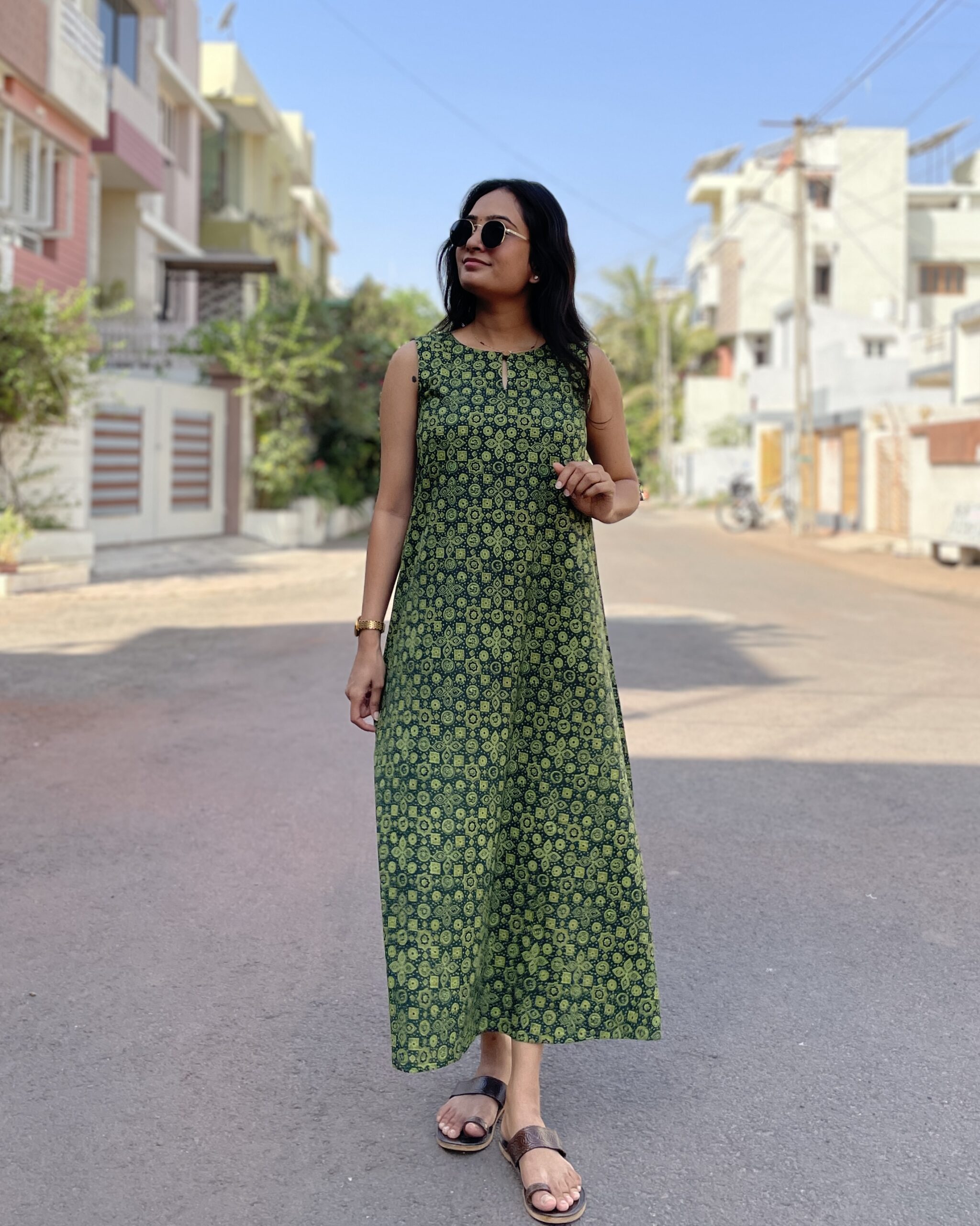 Ajrakh print A line dress