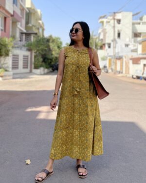 Ajrakh print A line dress