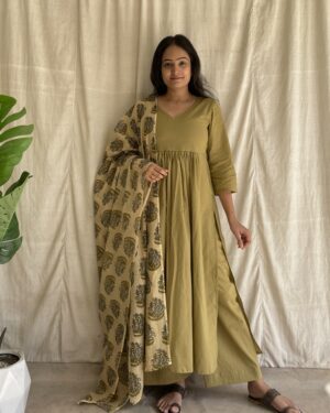 Cotton suit with kota doria dupatta