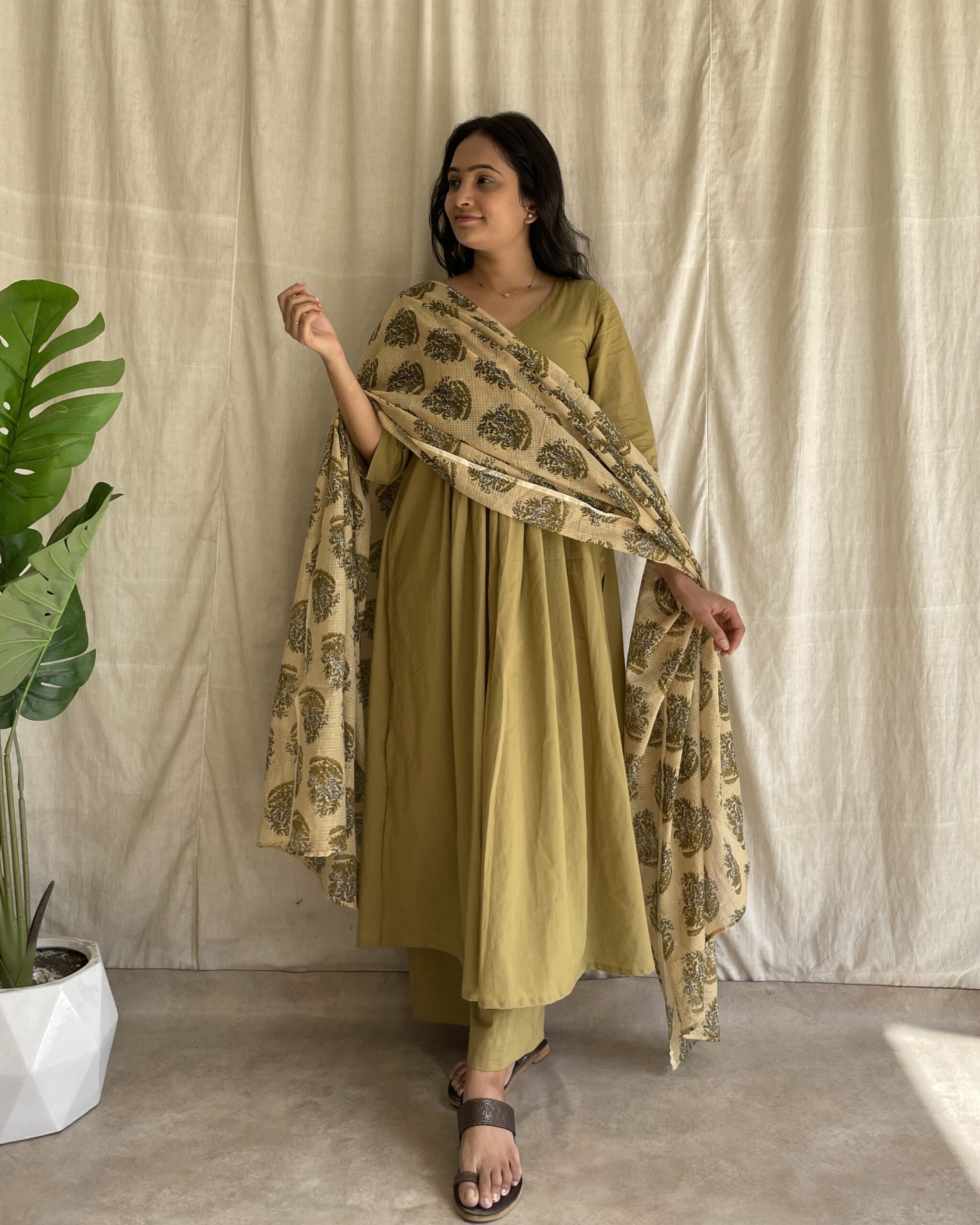 Cotton suit with kota doria dupatta