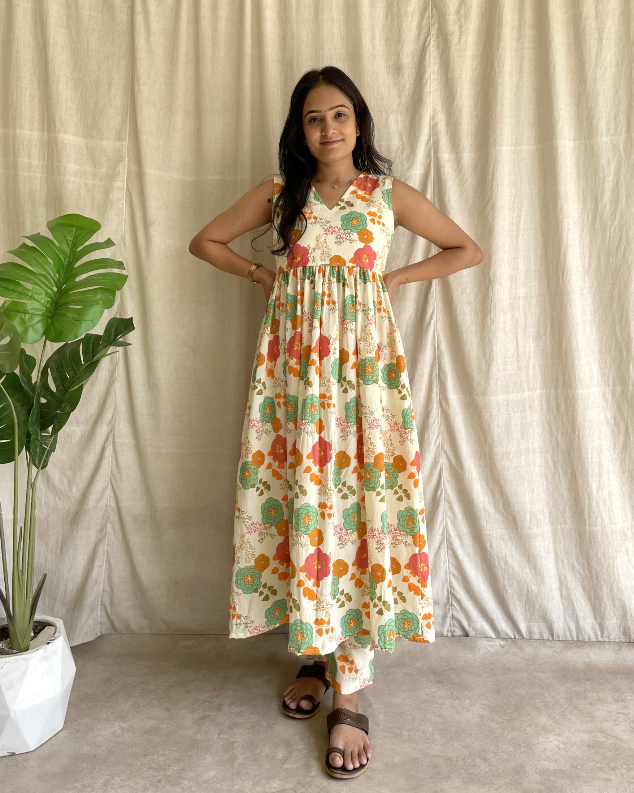 Cotton floral kurta set