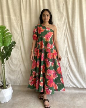 Cotton one shoulder maxi dress