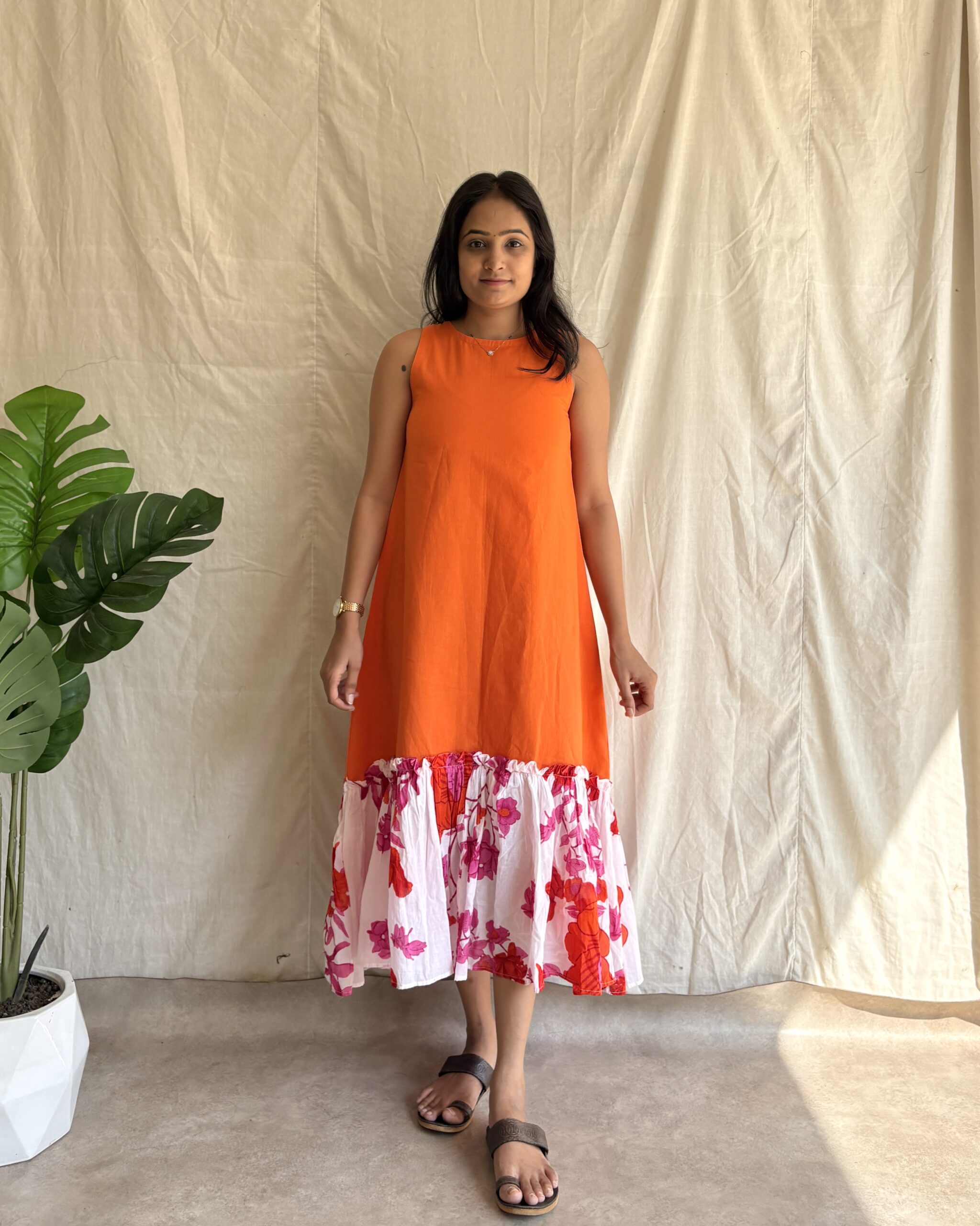 Cotton a line dress