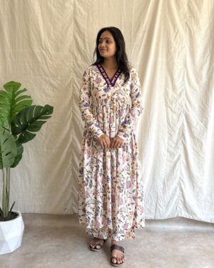 Mul cotton floral print kurta set