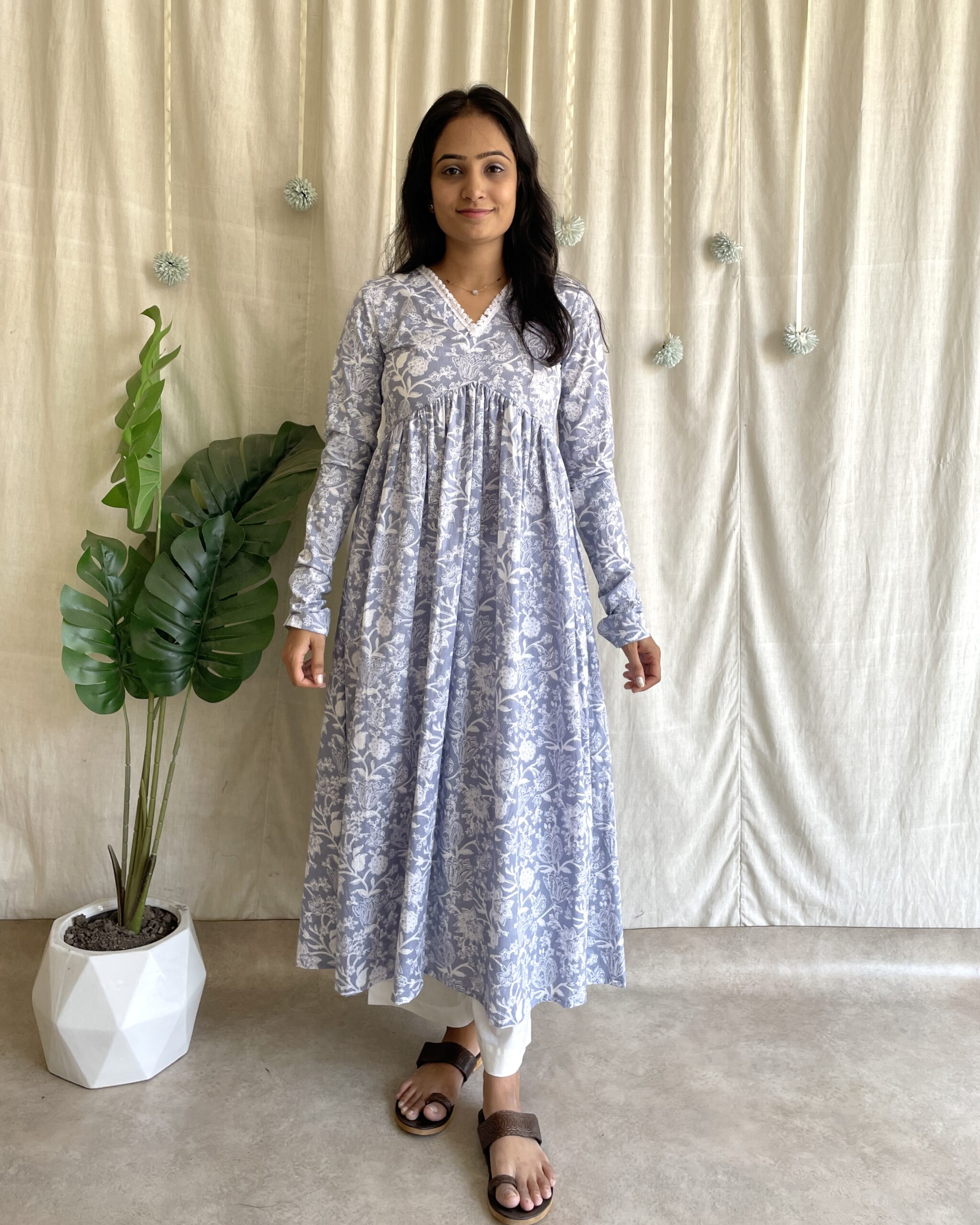 Cotton floral print kurta set