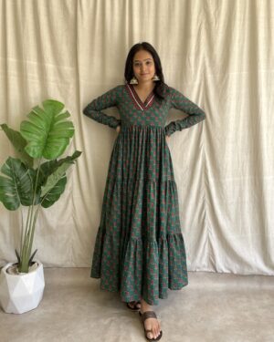 Cotton 3 tiered maxi dress