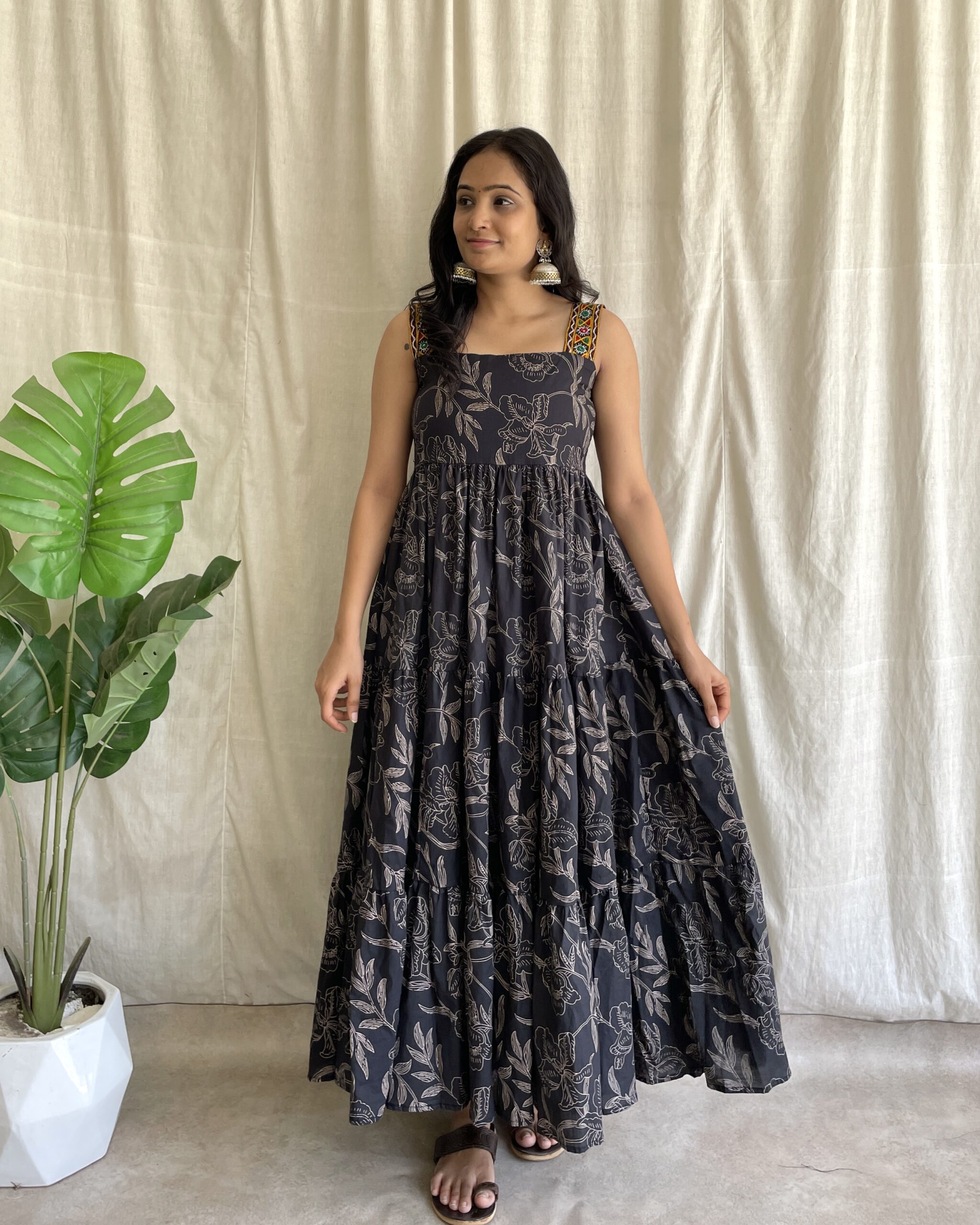 Cotton 3 tiered maxi dress