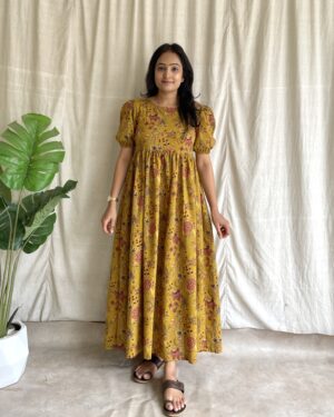 Cotton floral print maxi dress