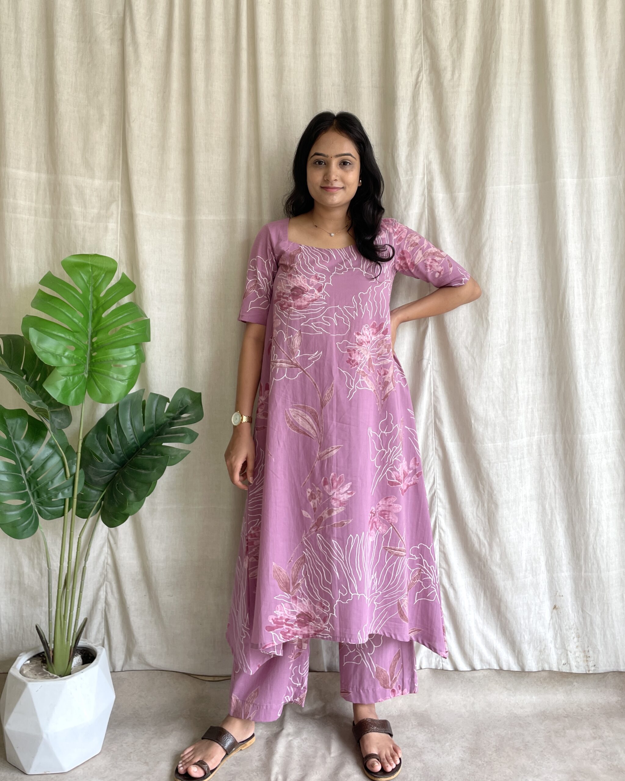 Cotton floral kurta set