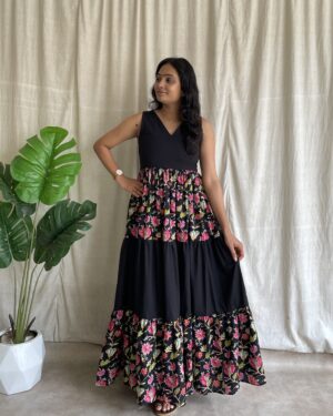 Cotton 3 tiered maxi dress