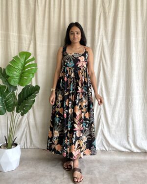 Cotton floral maxi dress