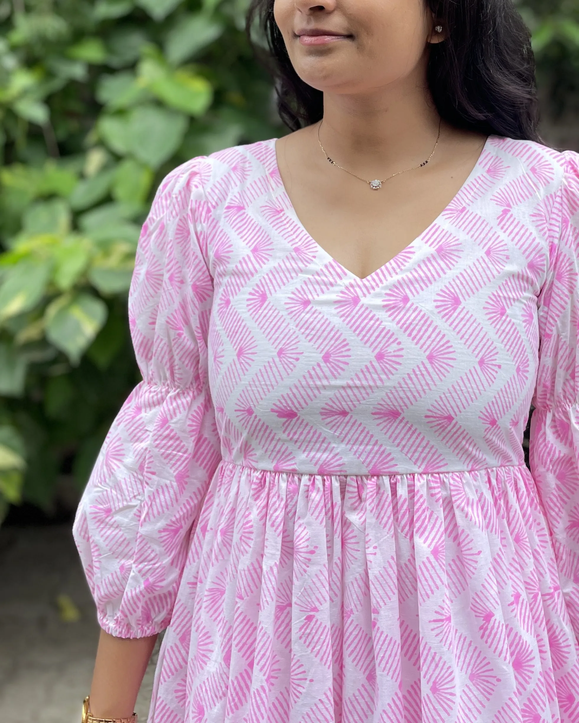 pink chevron print handblock maxi dress - Image 3