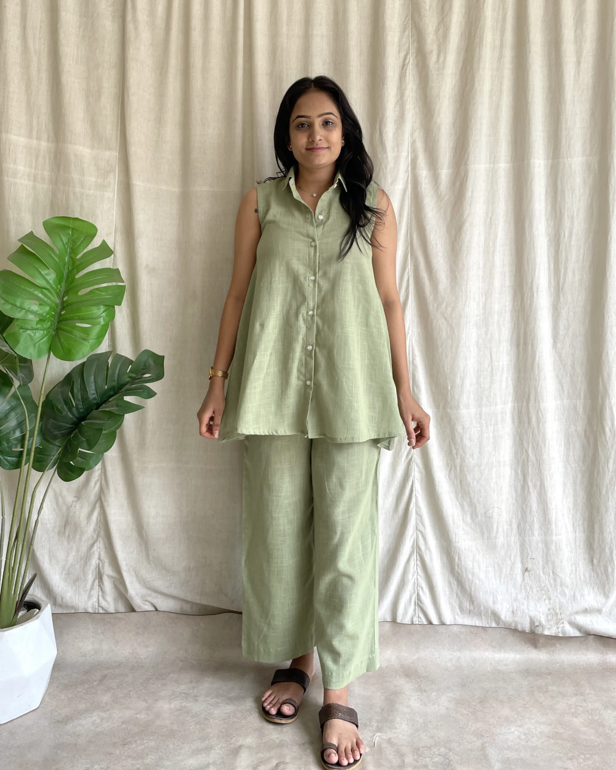 Pista green cotton coord set