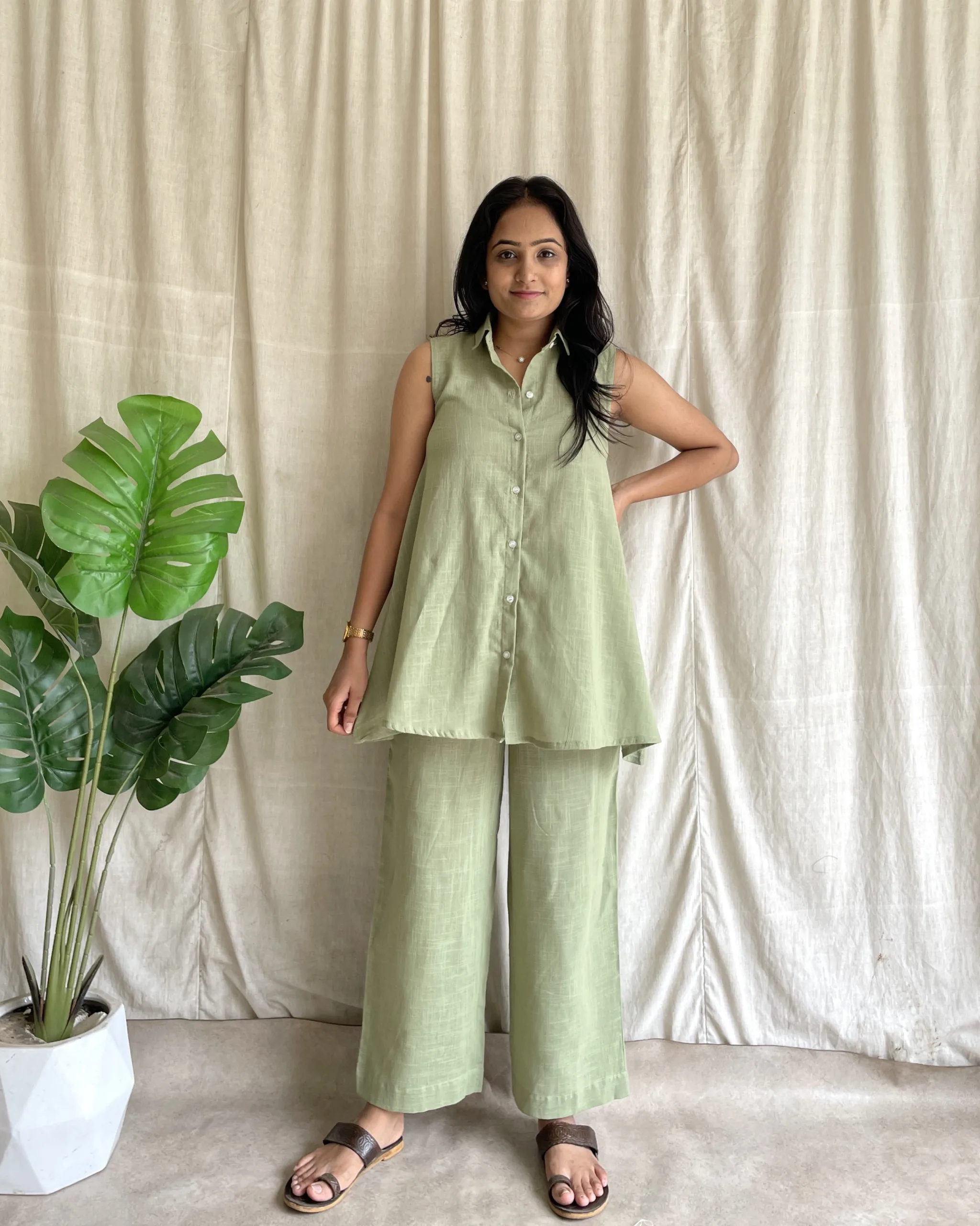 Pista green cotton coord set