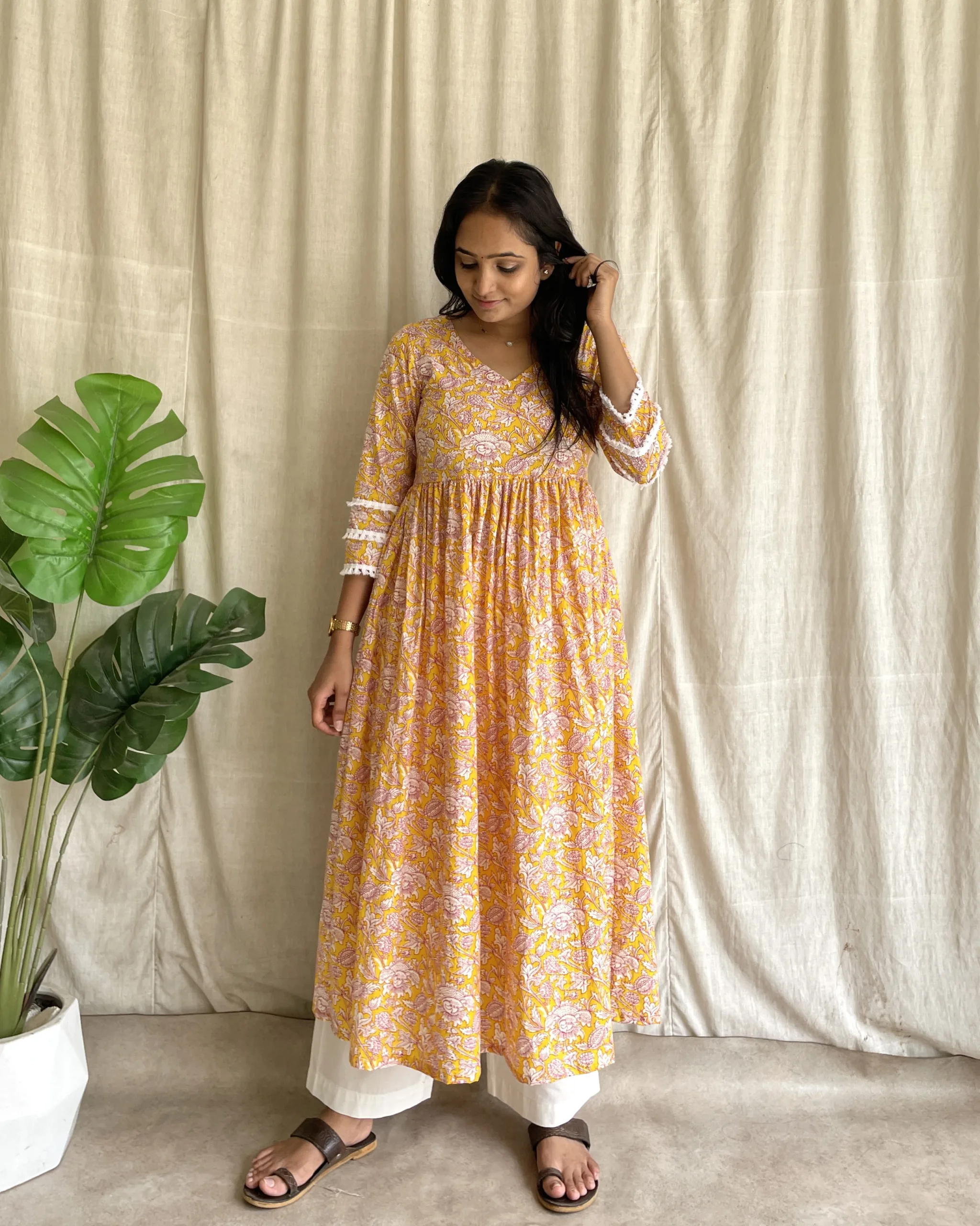 Mango floral print cotton kurta set