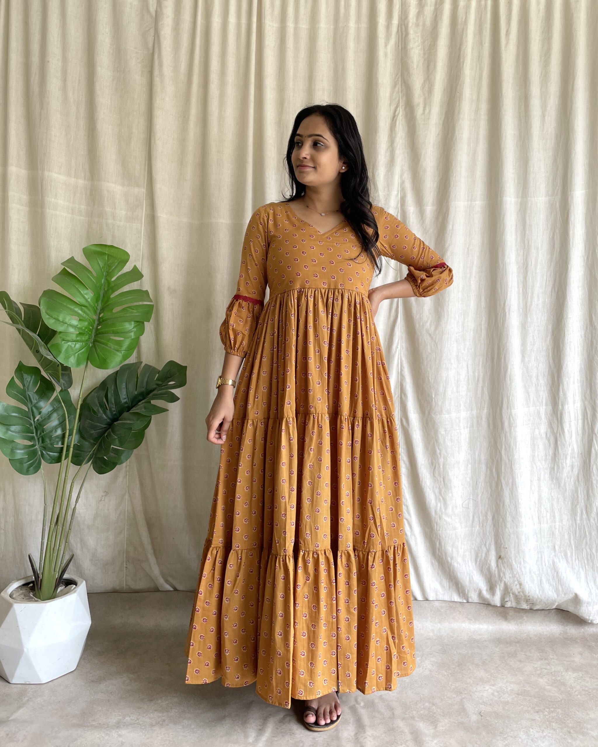 Cotton 3 tiered maxi dress
