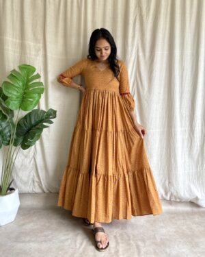 Cotton 3 tiered maxi dress